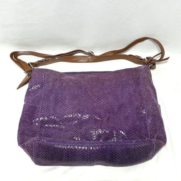 Sorial Purple Brown Leather Large Hobo Convertible Crossbody Bag - Large - Picture 8 of 8